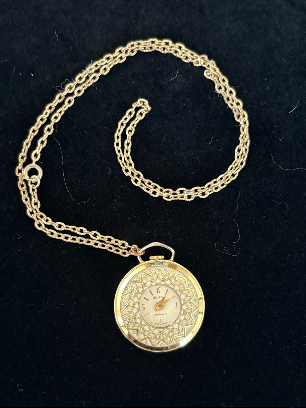 Gold Filigree Pendant Watch Necklace - Women's Jewelry